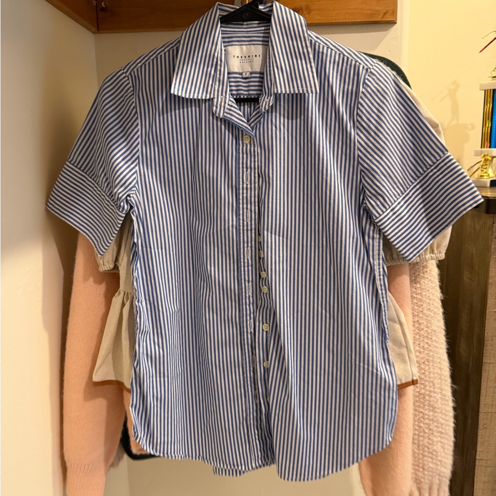 Striped Blue and White Button-Down Shirt